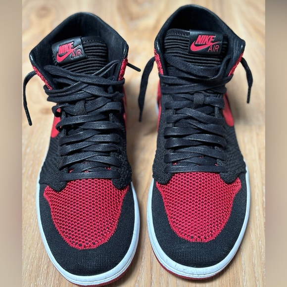 Air Jordan Red and Black Mesh Sneakers - Picture 8 of 9